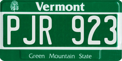 VT license plate PJR923
