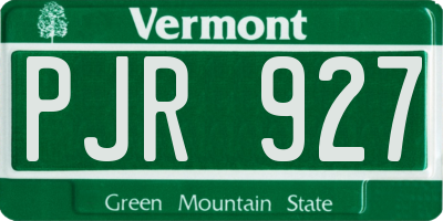 VT license plate PJR927