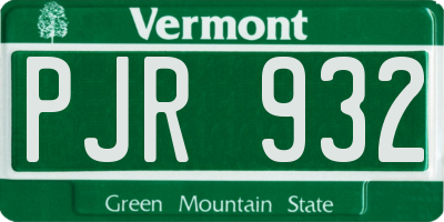 VT license plate PJR932