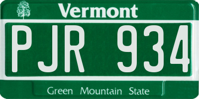 VT license plate PJR934