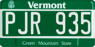 VT license plate PJR935