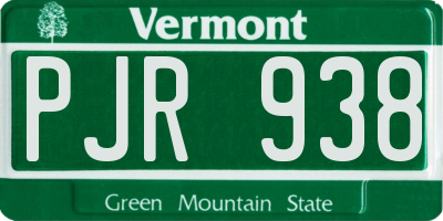 VT license plate PJR938