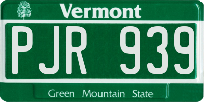 VT license plate PJR939