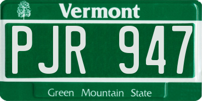 VT license plate PJR947