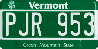 VT license plate PJR953