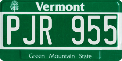VT license plate PJR955