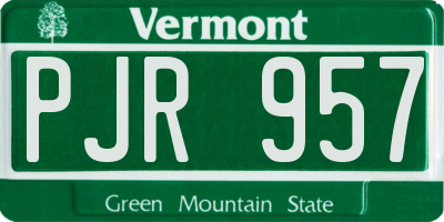 VT license plate PJR957