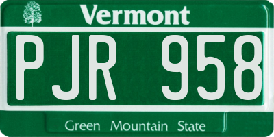 VT license plate PJR958