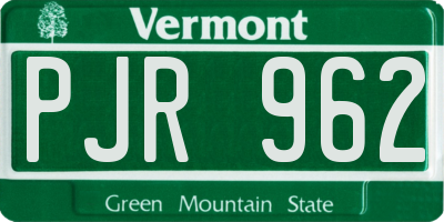 VT license plate PJR962
