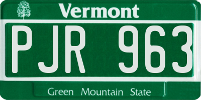 VT license plate PJR963