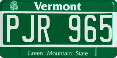 VT license plate PJR965