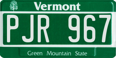 VT license plate PJR967
