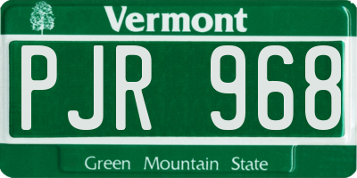 VT license plate PJR968