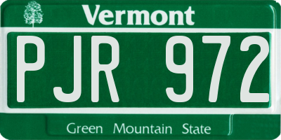 VT license plate PJR972