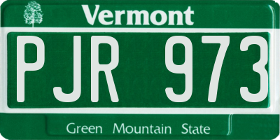 VT license plate PJR973