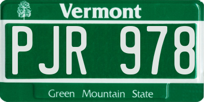 VT license plate PJR978