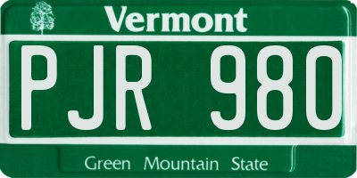 VT license plate PJR980