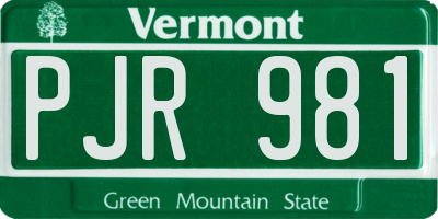 VT license plate PJR981