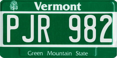 VT license plate PJR982