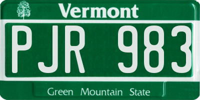 VT license plate PJR983