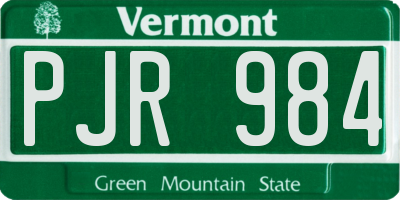 VT license plate PJR984