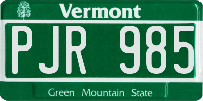 VT license plate PJR985