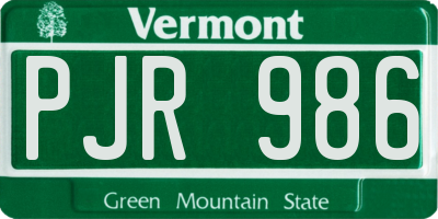 VT license plate PJR986