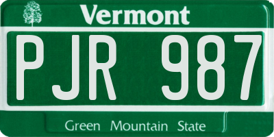 VT license plate PJR987