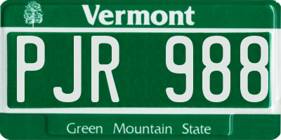 VT license plate PJR988
