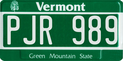VT license plate PJR989
