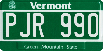 VT license plate PJR990