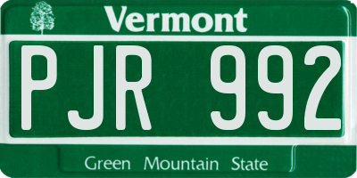 VT license plate PJR992