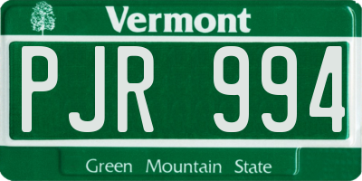 VT license plate PJR994