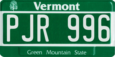 VT license plate PJR996