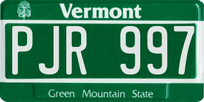 VT license plate PJR997