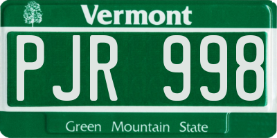 VT license plate PJR998