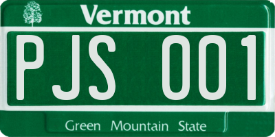 VT license plate PJS001
