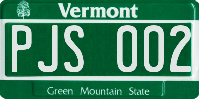 VT license plate PJS002
