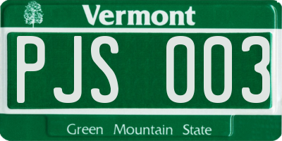 VT license plate PJS003