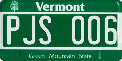 VT license plate PJS006