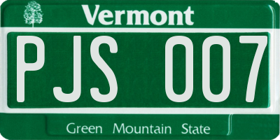 VT license plate PJS007