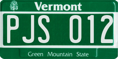 VT license plate PJS012
