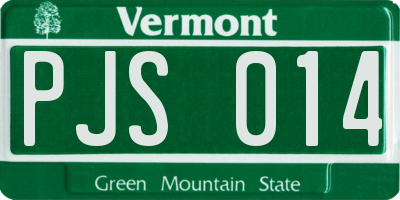 VT license plate PJS014