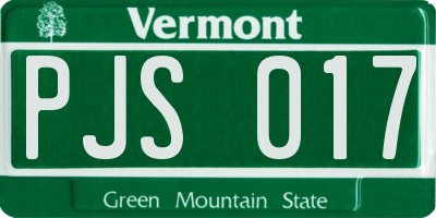 VT license plate PJS017