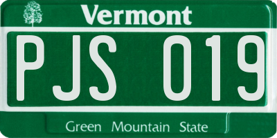 VT license plate PJS019