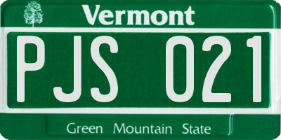 VT license plate PJS021