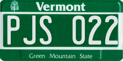 VT license plate PJS022