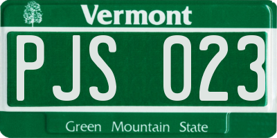 VT license plate PJS023
