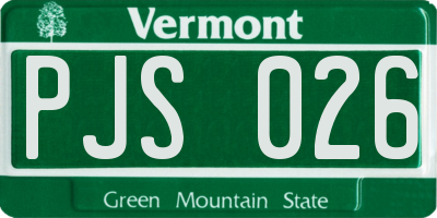 VT license plate PJS026