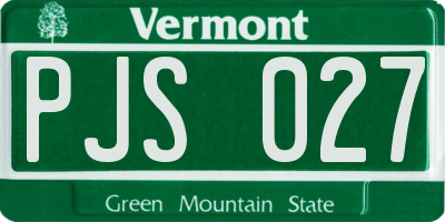VT license plate PJS027